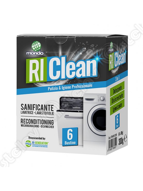 RIClean - Sanificante per lavatrici e lavastoviglie 6 buste da 50 grammi