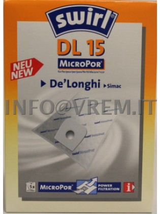 De Longhi - Confezione 5 Sacchi Micropor + 1 Microfiltro Dl15 