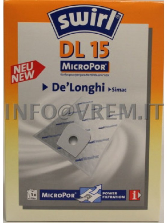 De Longhi - Confezione 5 Sacchi Micropor + 1 Microfiltro Dl15 