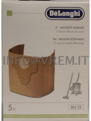 De Longhi - Confezione Dls22 5 Sacchi-Carta 12L Xd../Xw./W.