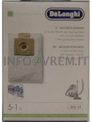 De Longhi - Confezione Dls33 5 Sacchetti µpor + 1 Filtro Xtl190/210/212