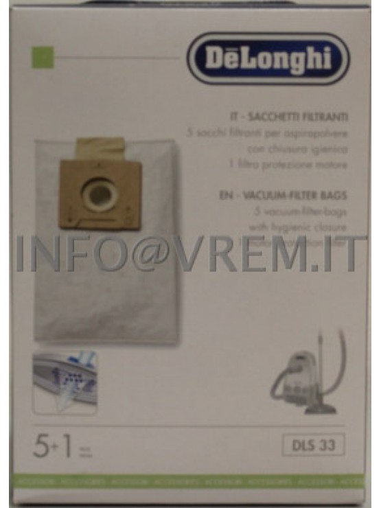 De Longhi - Confezione Dls33 5 Sacchetti µpor + 1 Filtro Xtl190/210/212