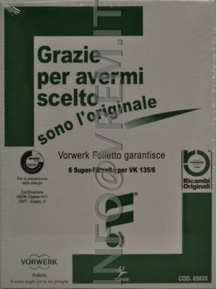 Folletto - Confezione 6 Superfiltrello Per Vk135/6