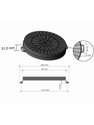 Filtro Carbone Best Ø 21 Cm 2 Agganci