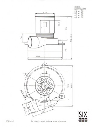Motore 400W 24V pacco 30 bistadio tangenziale