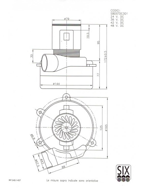 Motore 400W 24V pacco 30 bistadio tangenziale
