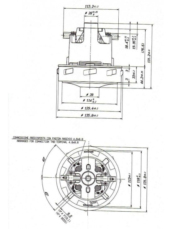 Motore alta velocità bypass 1.400W 240V D.136