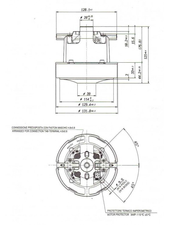 Motore alta velocità 1.200W 230V D.132