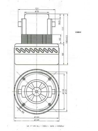 Motore bistadio 1.400W 230V pacco43 D.148 aspirapolvere aspiraliquidi