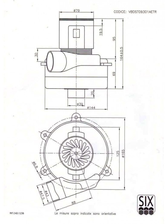 Motore bistadio tangenziale 450W 24V