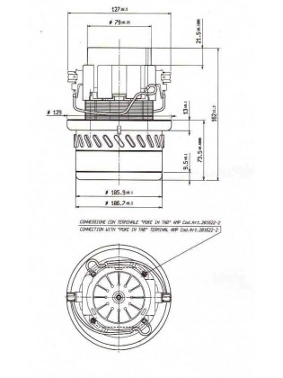 Motore scopetta bypass stadio doppio 800W D,106 230V